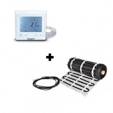 Grindinio šildymo tinklelis Warmset BLACK, 150W + programuojamas termostatas Feelspot WTH51.36 NEW