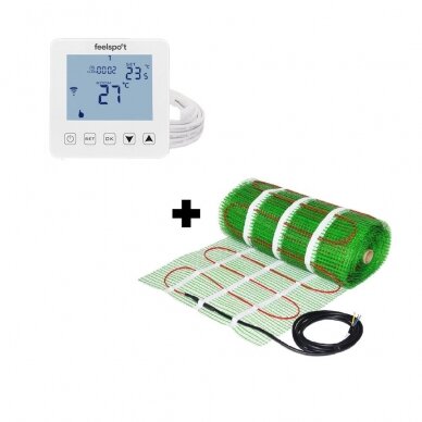 Grindinio šildymo tinklelis Wellmo MAT + programuojamas termostatas Feelspot WTH22.16 WiFi