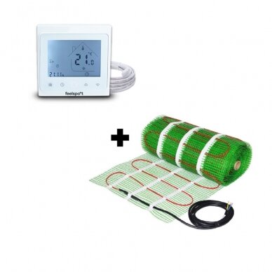 Grindinio šildymo tinklelis Wellmo MAT + programuojamas termostatas Feelspot WTH-51.36 NEW