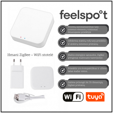 Išmani ZigBee – WiFi stotelė Feelspot ZB22, 3.0 Tuya