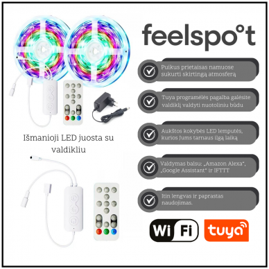 Išmanioji LED juosta su valdikliu Feelspot FS-ICC02W 5m Wi-fi, Tuya
