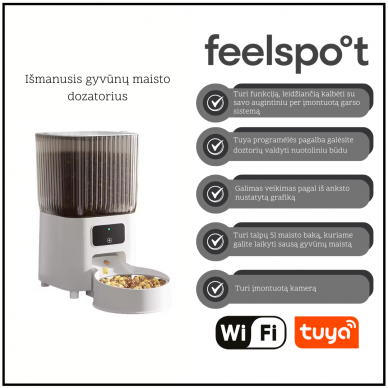 Išmanusis gyvūnų maisto dozatorius su kamera Feedspot FS-PF02W NEW WiFi, Tuya