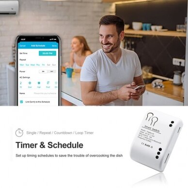 Išmanusis jungiklis - rėlė Feelspot FS-SRS02W RF,  Wi-fi, Tuya 3