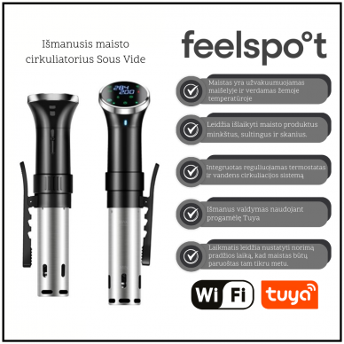 Išmanusis maisto cirkuliatorius Sous Vide SJ-S015 Wi-fi, Tuya