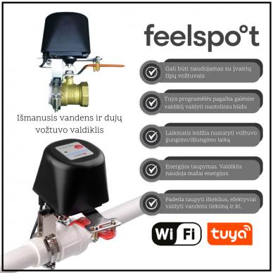 Išmanusis vandens ir dujų vožtuvo valdiklis Feelspot FS-VC01 WiFi