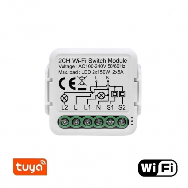 Jungiklis Feelspot FS-SM04W, WiFi, 2 jungtys, Tuya