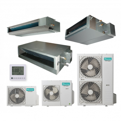 Kanalinių mono-split šildymo-kondicionavimo sistemų Hisense komplektai