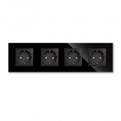 Four-way socket with glass frame Feelspot, black