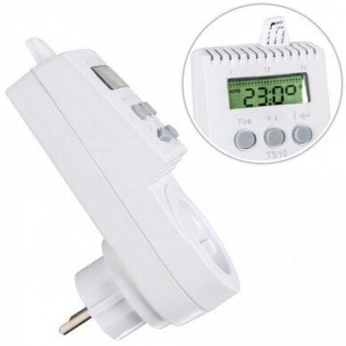 Kištukinis programuojamas patalpos termostatas (termoreguliatorius) TS10, 16A 2