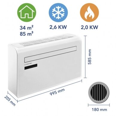 Oro kondicionierius monoblokas (be išorinio bloko) Trotec PAC-W 2600 SH 4