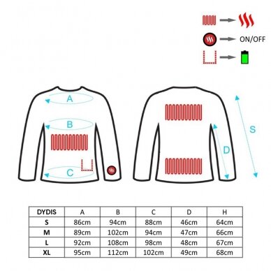 Šildomi marškinėliai Glovii GJ1R su baterija, raudoni 6
