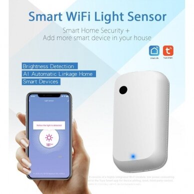 Kambario šviesos ryškumo jutiklis su WIFI Feelspot FS-LBS01W 0-1000 LUX, Tuya 4