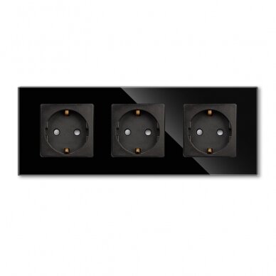 Triple socket with glass frame Feelspot, black