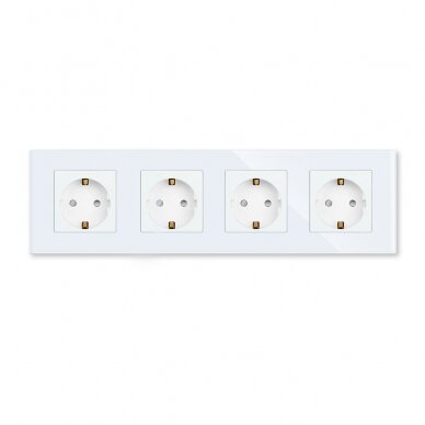 Four-way socket with glass frame Feelspot, white